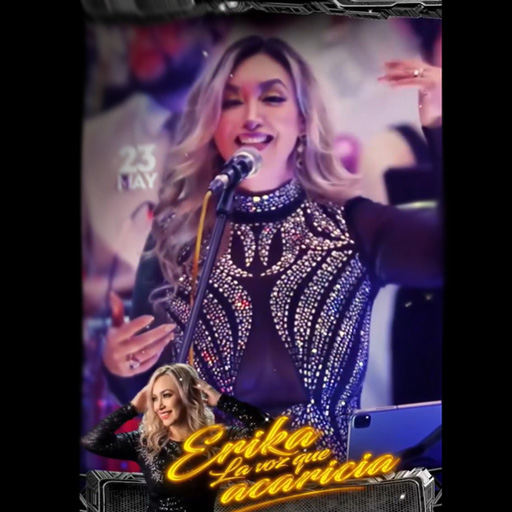 Erika singing into a vintage microphone